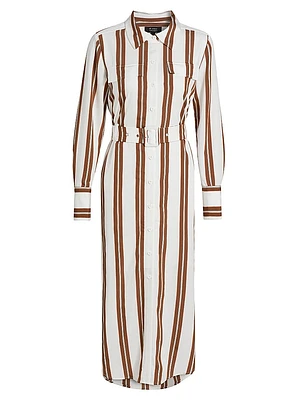 Striped Crepe Midi Shirtdress