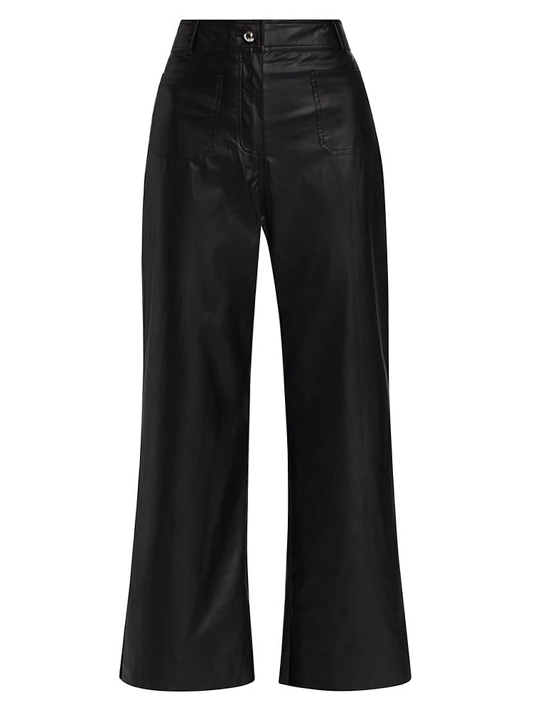 Faux Leather Wide-Leg Pants