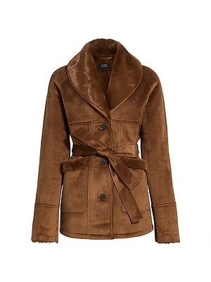 Belted Faux-Shearling Coat