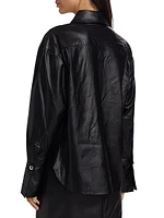 Faux-Leather Button-Front Shirt