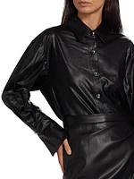 Faux-Leather Button-Front Shirt