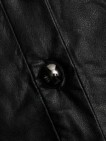 Faux-Leather Button-Front Shirt