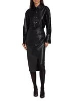 Faux-Leather Button-Front Shirt