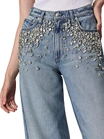 Featherweight Sofie Embellished High-Rise Wide-Leg Jeans