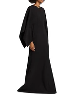 Brooch-Embellished Crepe Gown