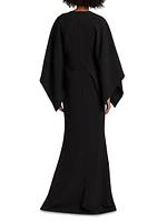 Brooch-Embellished Crepe Gown