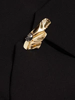 Brooch-Embellished Crepe Gown