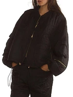 Quilted Zip-Front Bomber Jacket