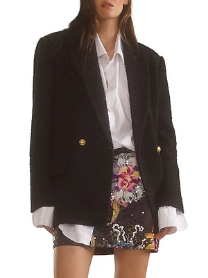 Bouclé Oversized Double-Breasted Blazer