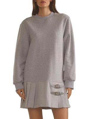 Toggle Straps Long-Sleeve Sweatshirt Minidress