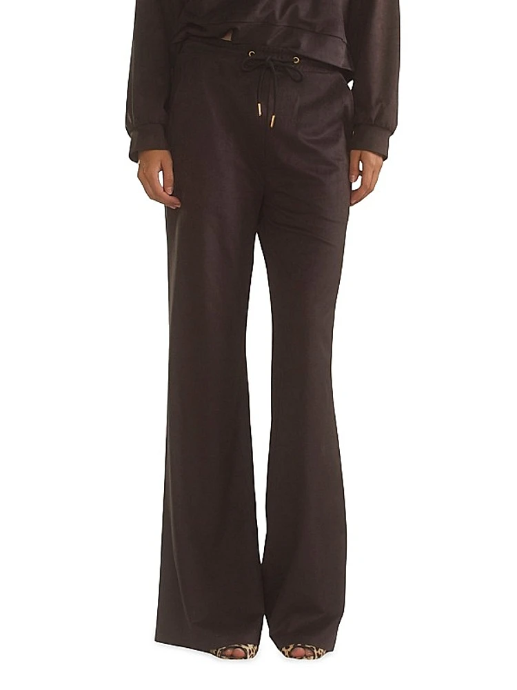 Faux Suede Wide-Leg Lounge Pants