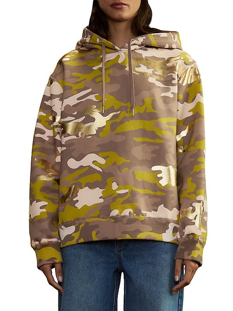 Camo Cotton-Blend Oversized Hoodie