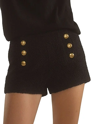 Bouclé Button-Front Shorts