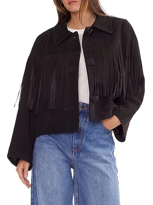 Fringe Suede Cropped Jacket