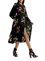 Floral Cotton Sateen Maxi Shirtdress