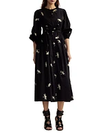 Dragonfly Cotton Sateen Maxi Shirtdress