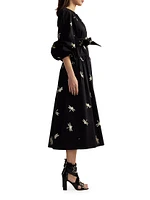 Dragonfly Cotton Sateen Maxi Shirtdress