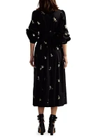 Dragonfly Cotton Sateen Maxi Shirtdress