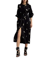 Dragonfly Cotton Sateen Maxi Shirtdress