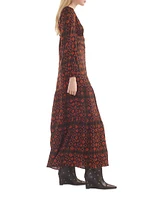 Geometric Georgette Tiered Maxi Dress