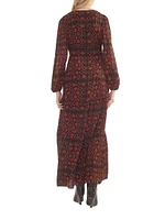 Geometric Georgette Tiered Maxi Dress