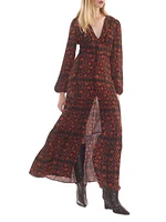 Geometric Georgette Tiered Maxi Dress