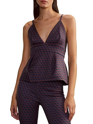 Bonded Geometric-Print Top