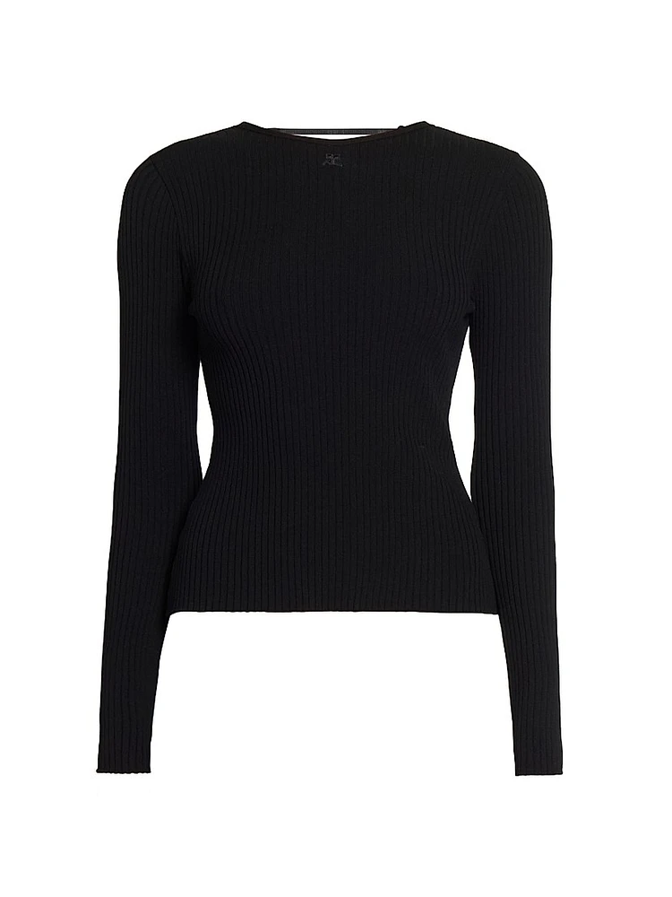 Ribbed Open-Back Sweater