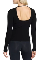 Ribbed Open-Back Sweater