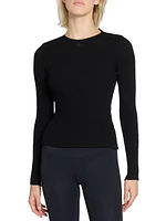 Ribbed Open-Back Sweater