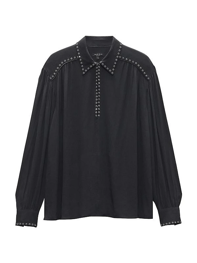 Emmy Eyelet Long-Sleeve Blouse