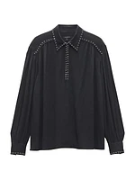 Emmy Eyelet Long-Sleeve Blouse