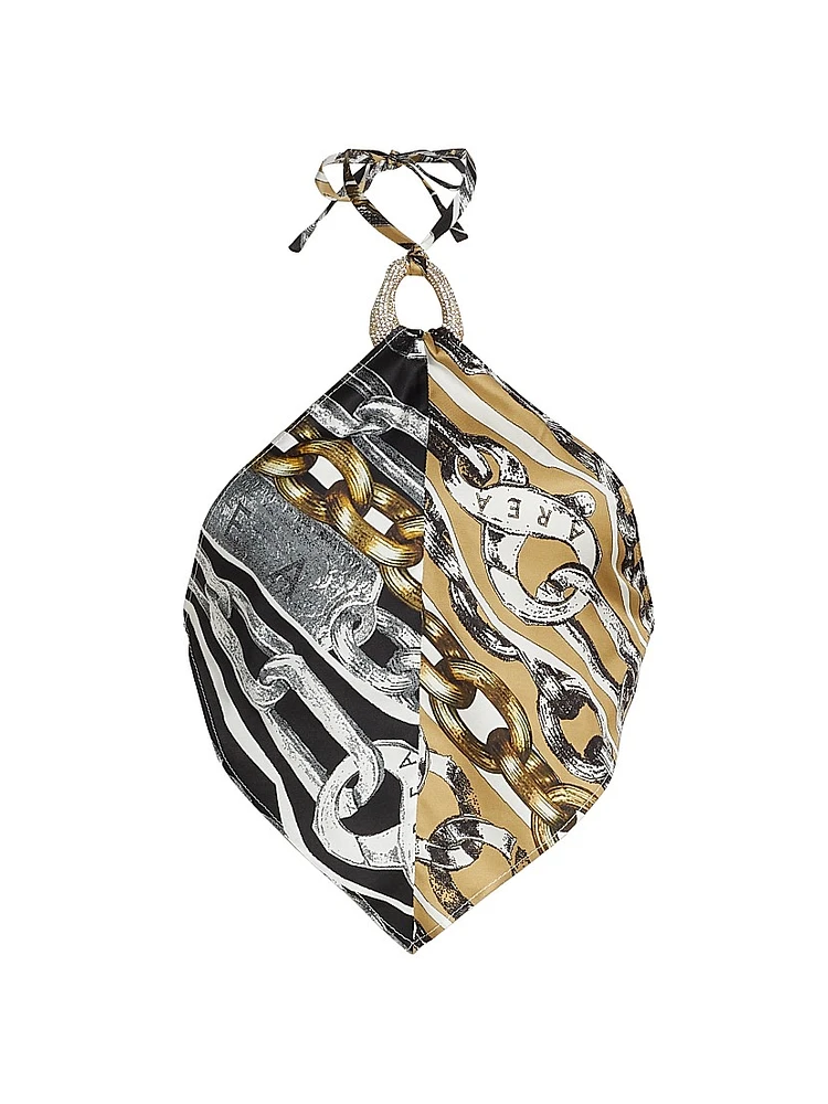 Chain Printed Crystal Link Handkerchief Top