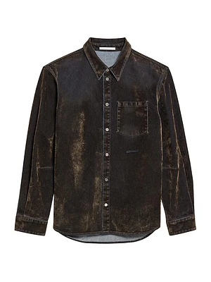 Curved Two-Tone Denim Shirt