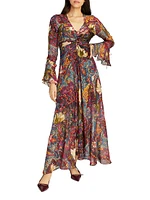 Diana Floral Silk-Blend Long-Sleeve Maxi-Dress