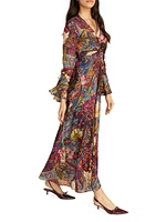Diana Floral Silk-Blend Long-Sleeve Maxi-Dress