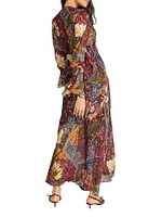 Diana Floral Silk-Blend Long-Sleeve Maxi-Dress