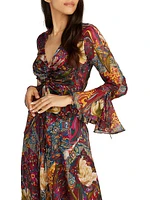 Diana Floral Silk-Blend Long-Sleeve Maxi-Dress