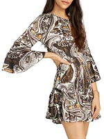 Margot Paisley Bell-Sleeve Minidress