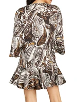 Margot Paisley Bell-Sleeve Minidress