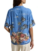 Tropical-Printed Button-Down Shirt