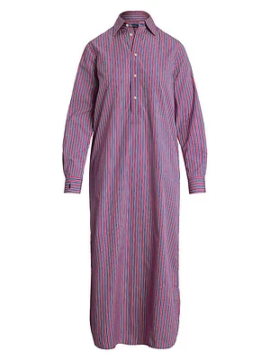 Striped Cotton Maxi Shirtdress