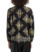 Tani Printed Silk-Blend Long-Sleeve Blouse
