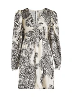 Lace Print Twist-Front A-Line Minidress