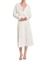 Pleated Crepe Midi-Skirt