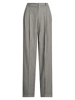 Flannel Wool Straight-Leg Pants