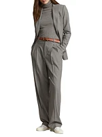 Flannel Wool Straight-Leg Pants