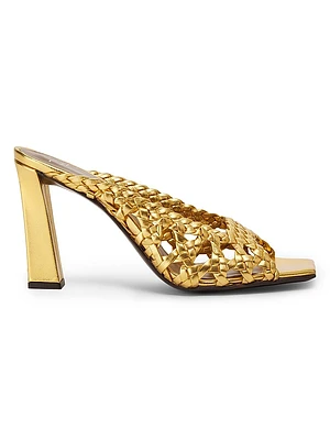 90MM Woven Leather Open-Toe Sandals