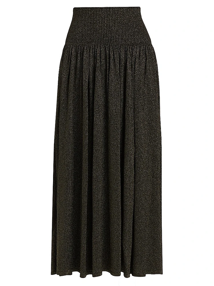 Crush Metallic Knit Flare Skirt
