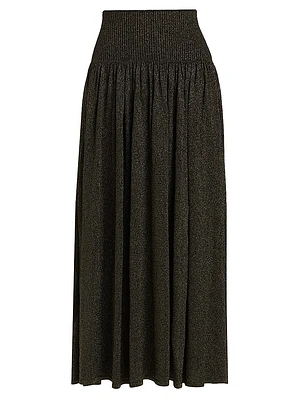 Crush Metallic Knit Flare Skirt
